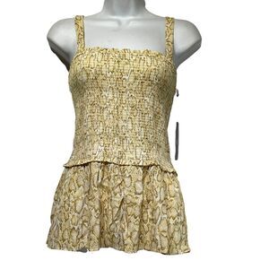 tart Collections Yellow snakeskin smocked top Size S